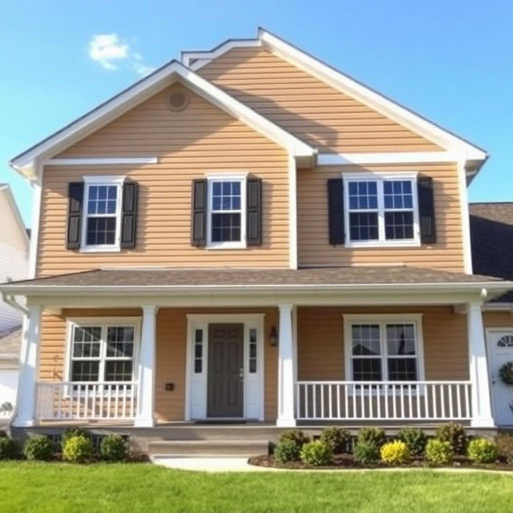 Two-story home with freshly painted exterior siding and white trim
